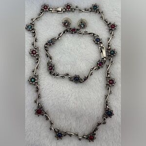 💎 RARE SET BRIGHTON VINTAGE Swarovski Crystal Viennese Flower Vine SET 🌹